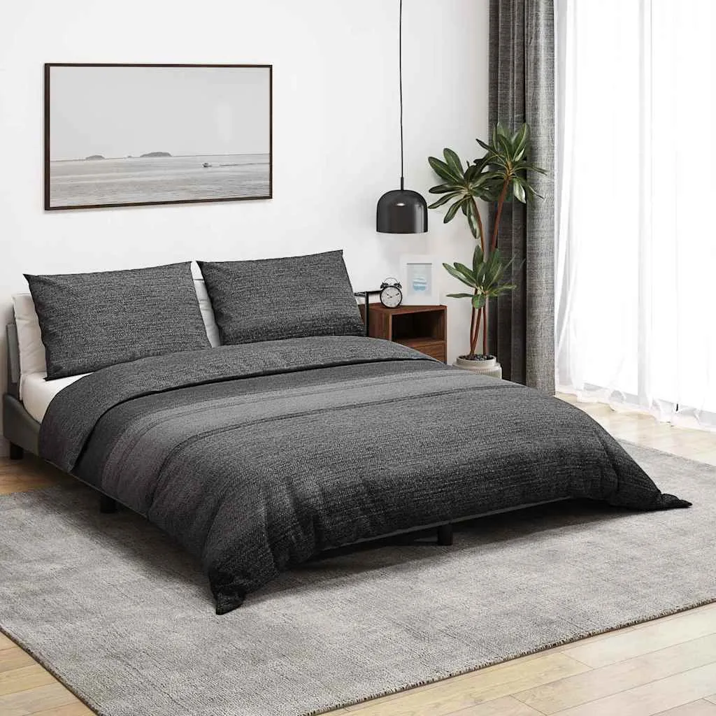 vidaXL Set navlaka za poplun tamno siva i crna 140x200 cm pamuk - Venlo