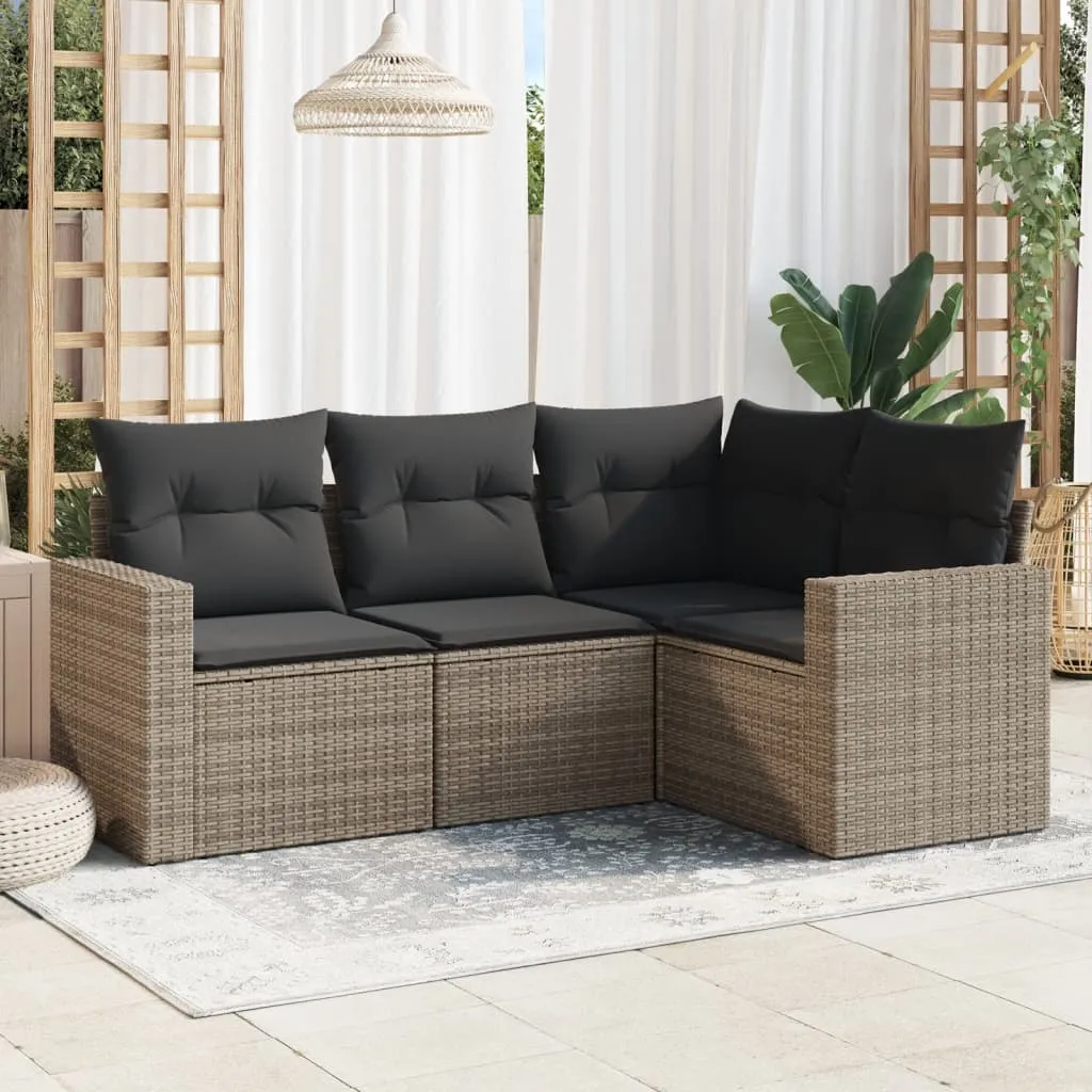 vidaXL 4-dijelni set vrtnih sofa od poliratana s jastucima sivi - Venlo