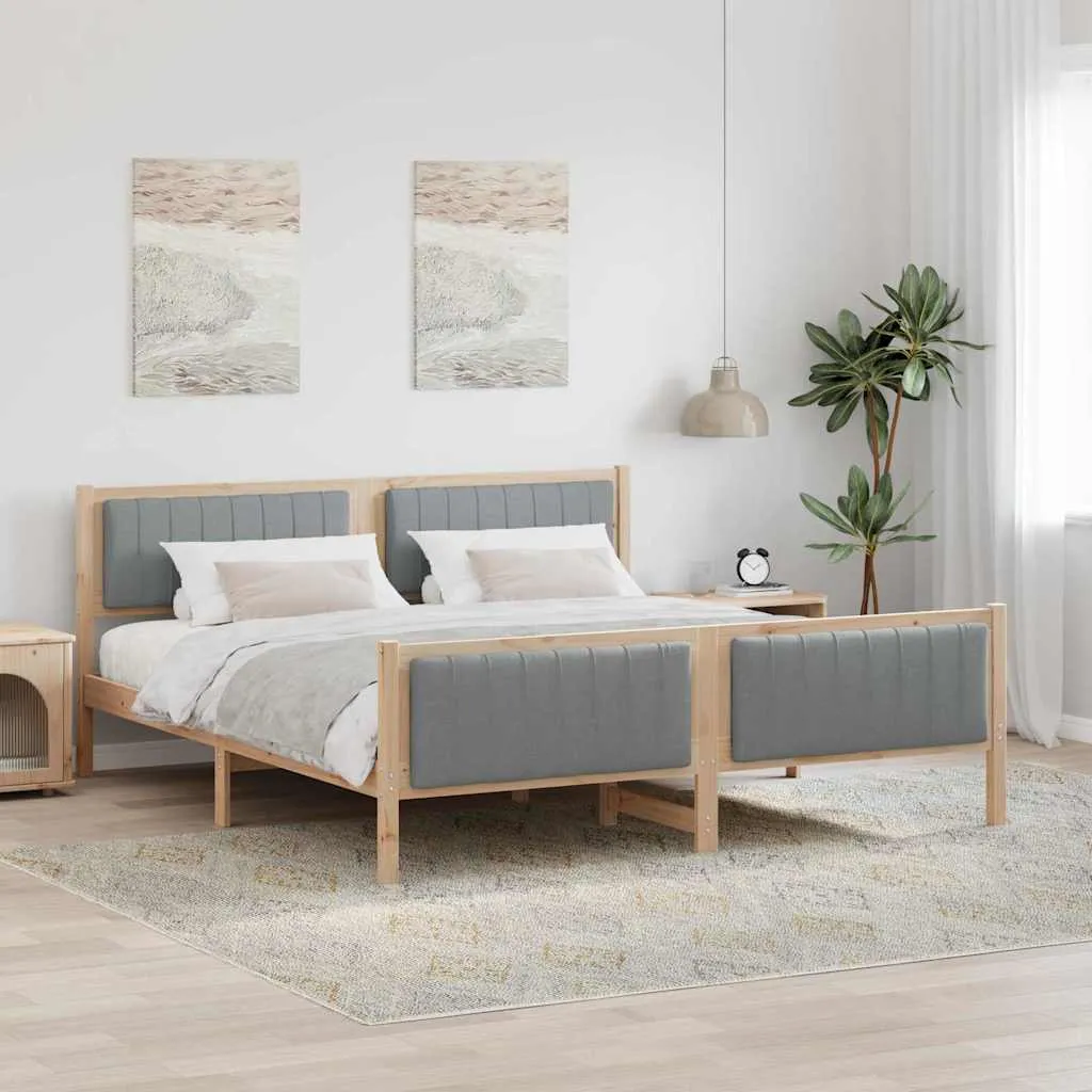 vidaXL Okvir kreveta s uzglavljem Smeđa i svijetlo siva 180 x 200 cm - Venlo