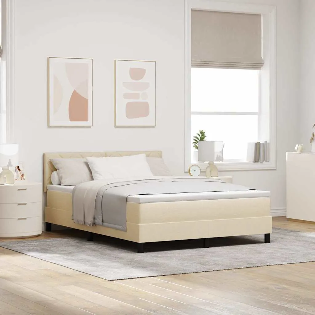 vidaXL Krevet s opruga kutije s jastukom Krema 160 x 200 cm tkanina - Venlo