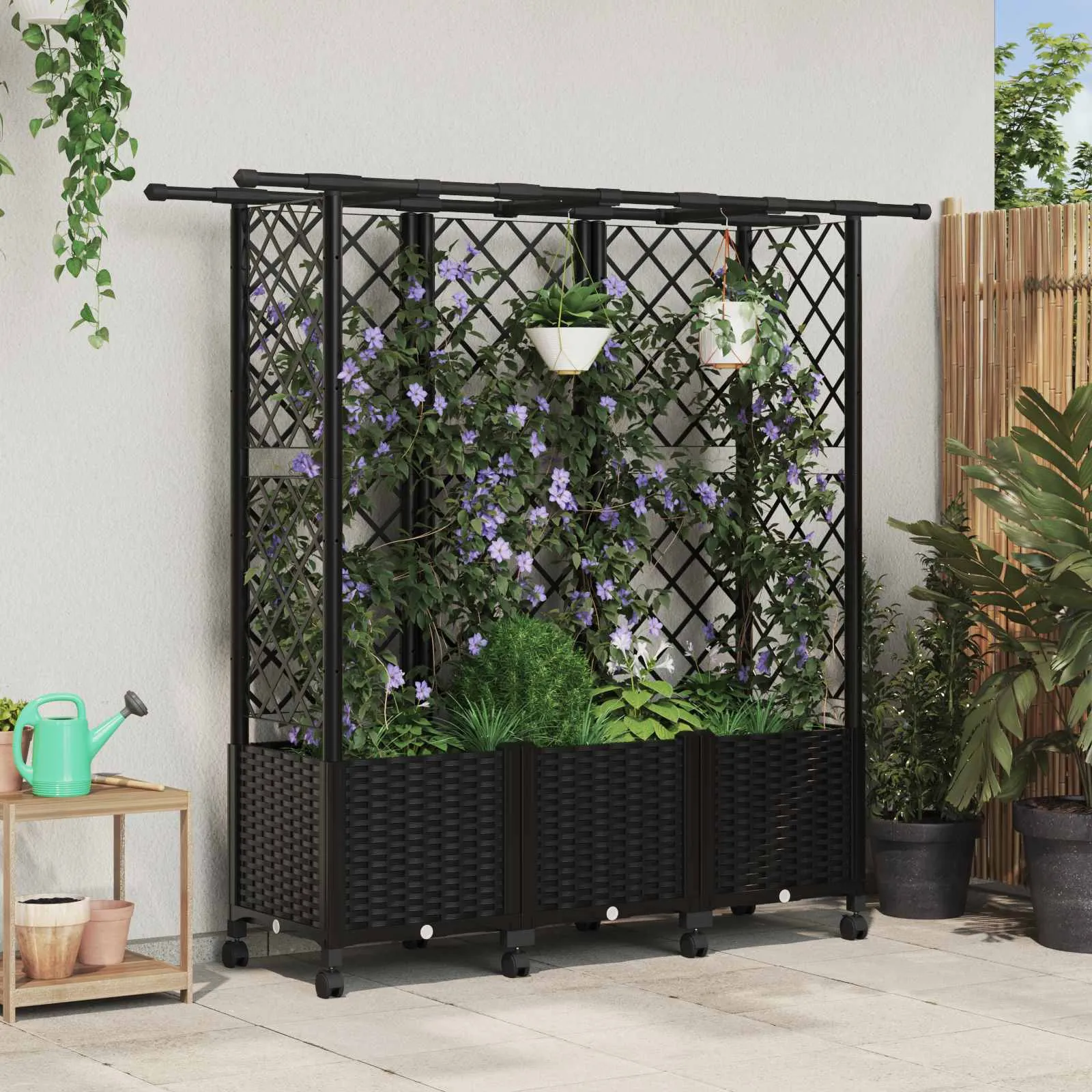 vidaXL Povišeni krevet s mrežom i krovom Crna 163,5 x 40 x 142 cm PP - Venlo