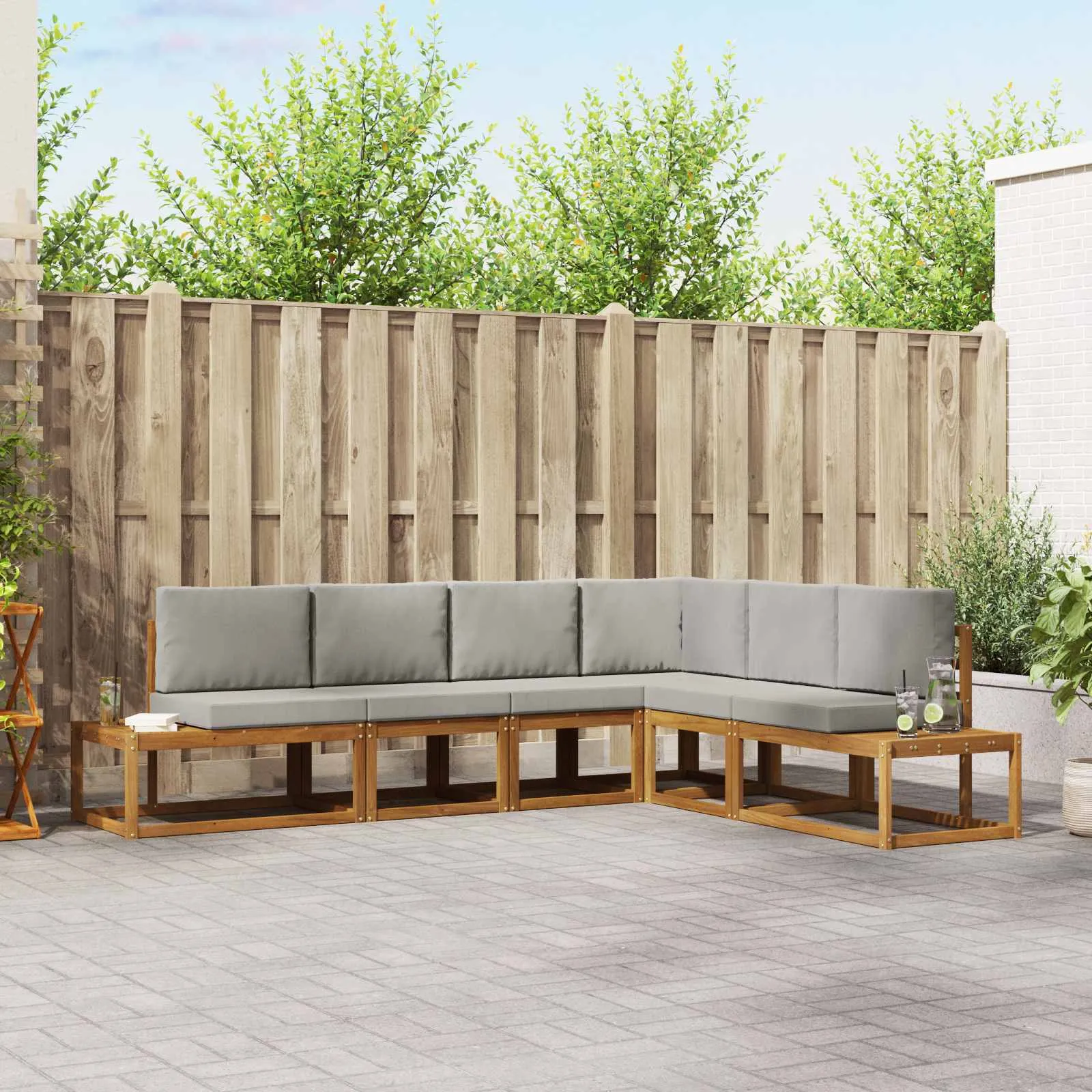 vidaXL 6 kom. Set vanjskih sofa Čvrsto drvo akacije i poliester - Venlo