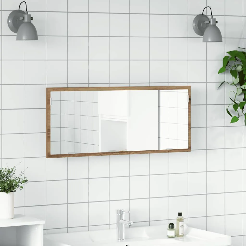 vidaxl led kupaonsko ogledalo artisan hrast 100x8,5x37 cm - slika 1