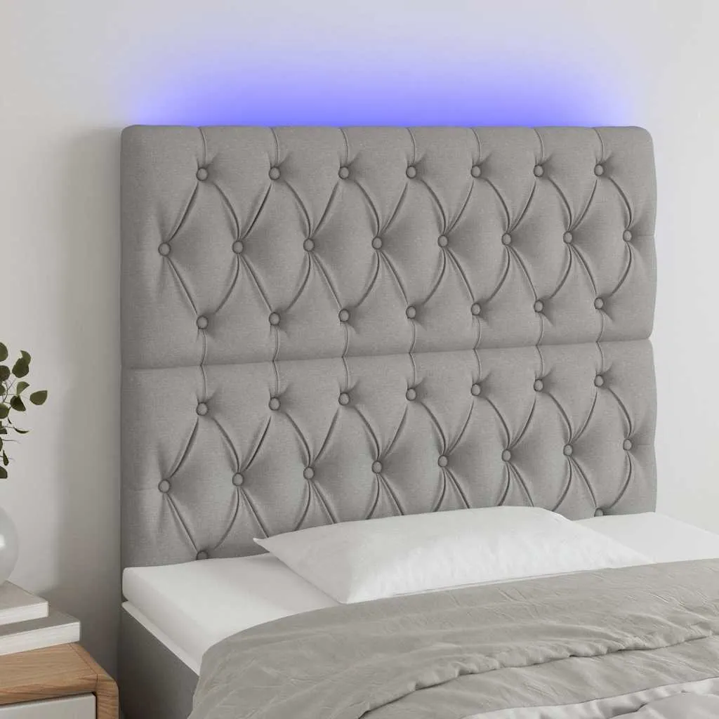 vidaXL LED uzglavlje svjetlosivo 90x7x118/128 cm od tkanine - Venlo