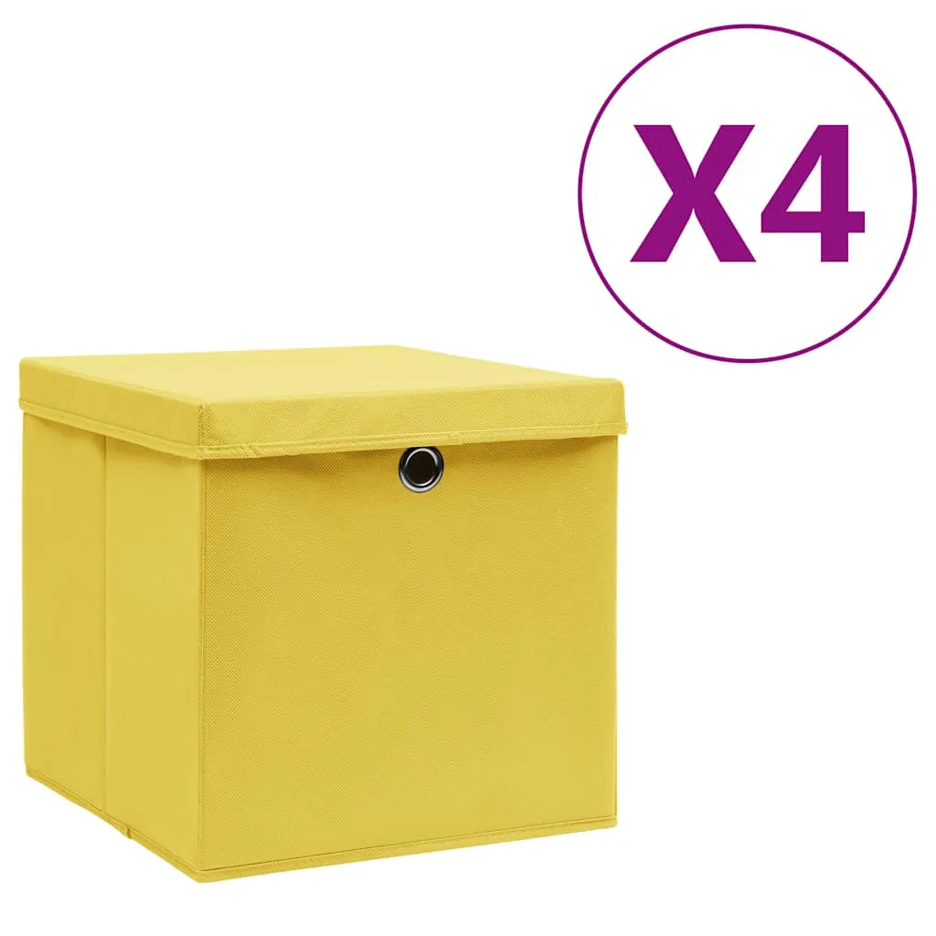 vidaXL Kutije za pohranu s poklopcima 4 kom 28 x 28 x 28 cm žute - Venlo