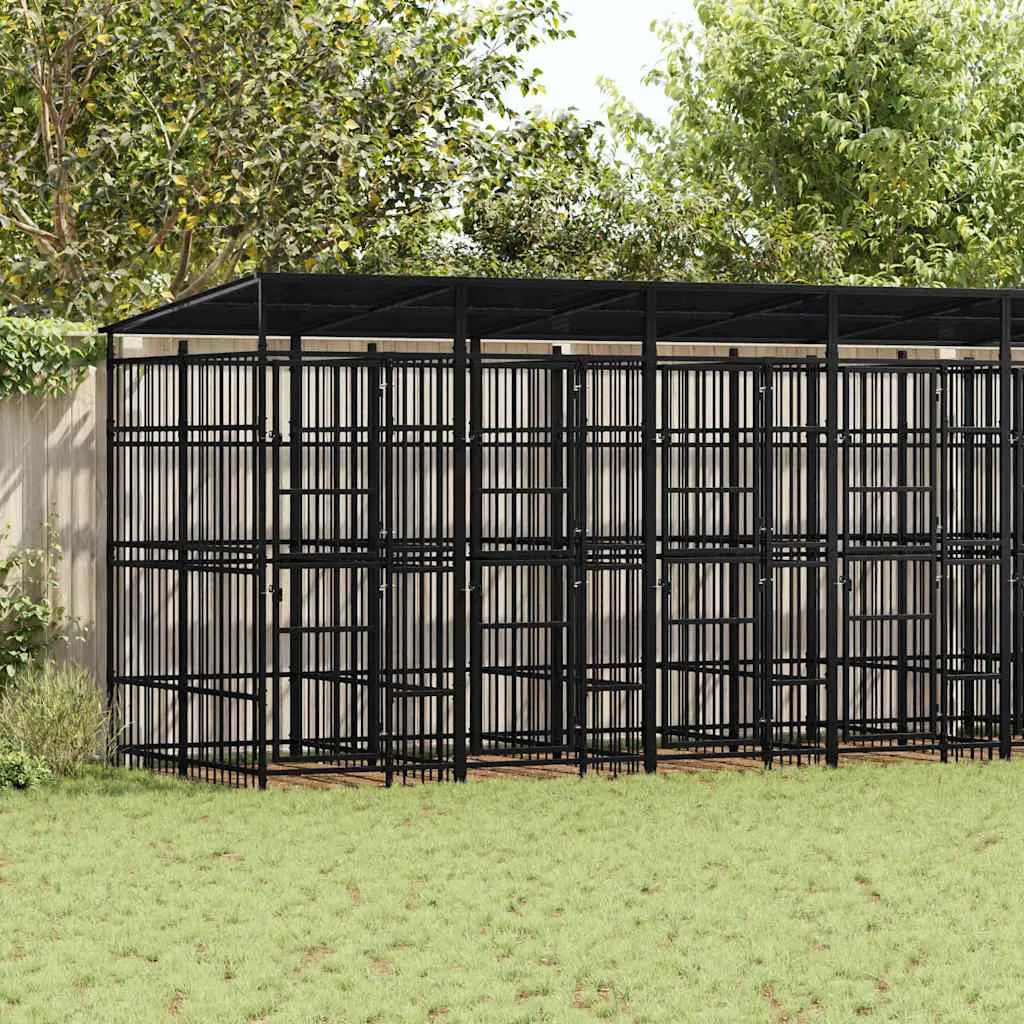 vidaxl vanjski kavez za pse s krovom čelični 14,75 m² - slika 1
