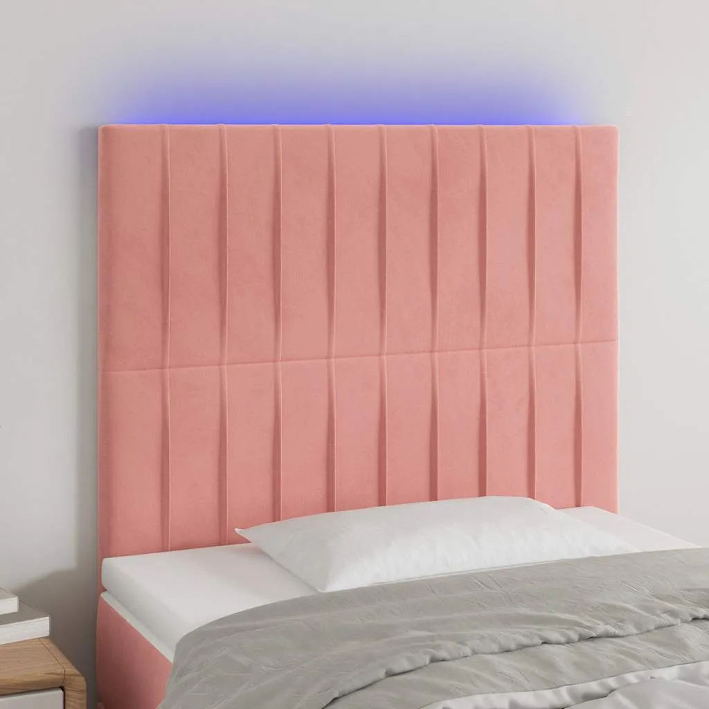 vidaXL LED uzglavlje ružičasto 100x5x118/128 cm baršunasto - Venlo