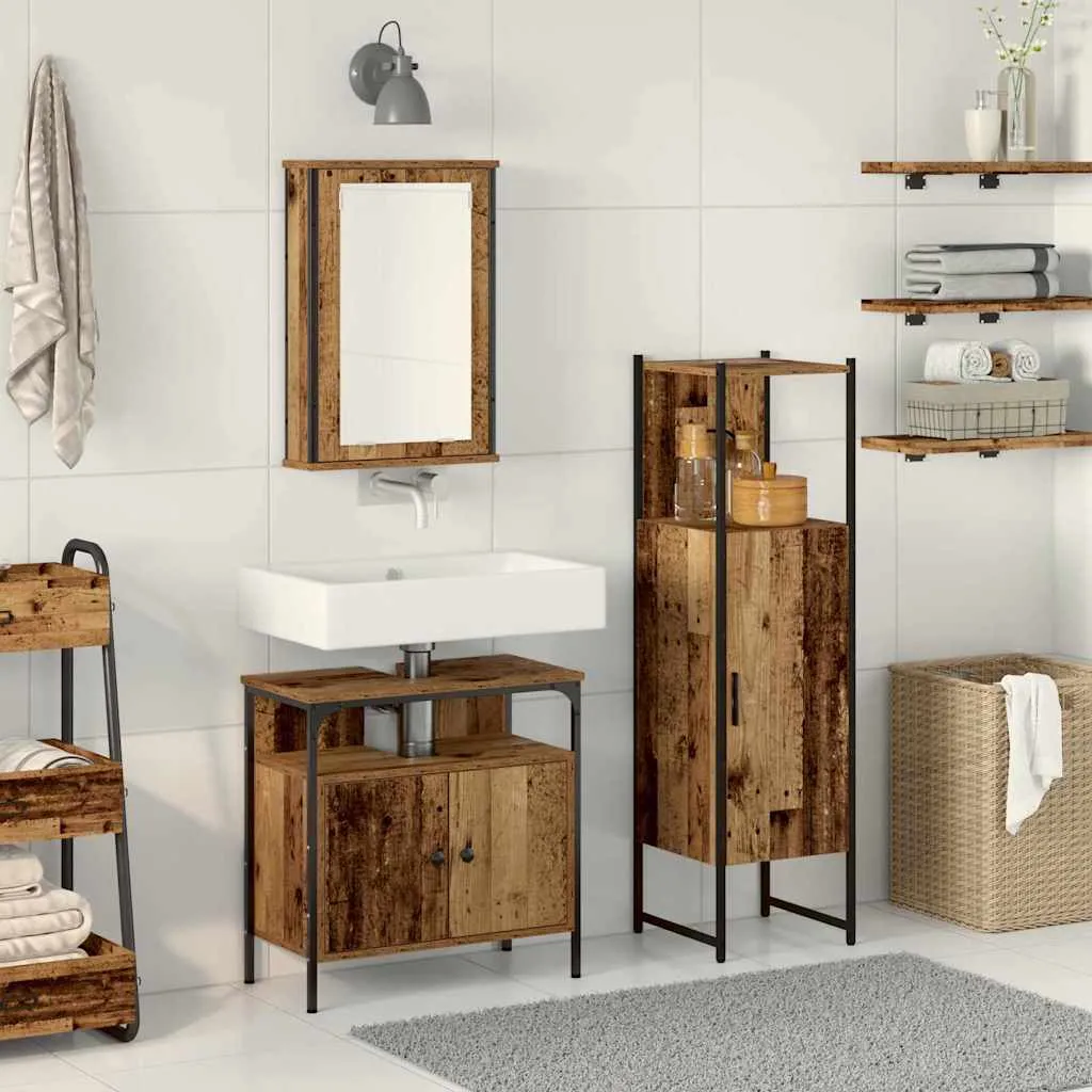 vidaXL Set namještaja za kupaonicu 3 kom. Smeđa 33 x 33 x 120,5 cm - Venlo