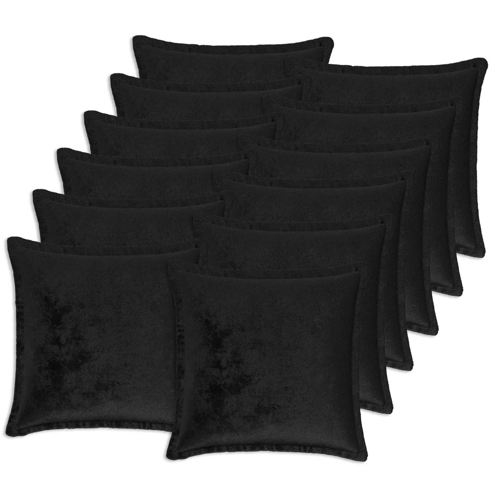 vidaxl presvlaka za jastuk 12 pcs houten crna 45 x 45 cm flanel - slika 1