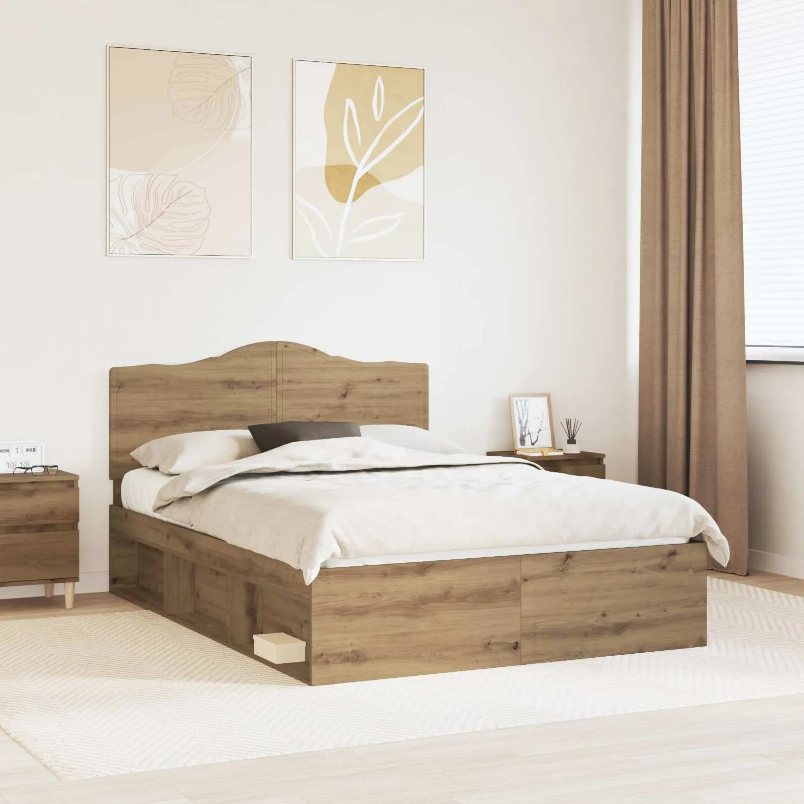 vidaXL Krevetna konstrukcija Umjetnička hrastovina 150 x 200 cm - Venlo