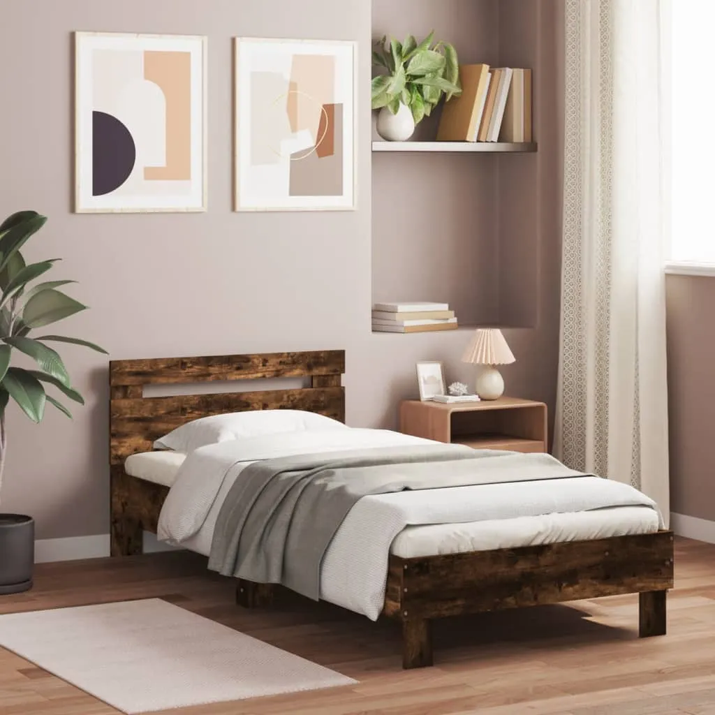 vidaXL Okvir kreveta bez madraca s uzglavljem boja hrasta 90x200 cm - Venlo
