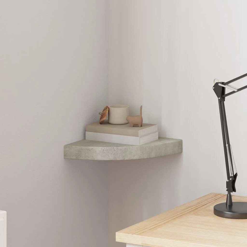 vidaXL Kutna zidna polica siva boja betona 25 x 25 x 3,8 cm MDF - Venlo
