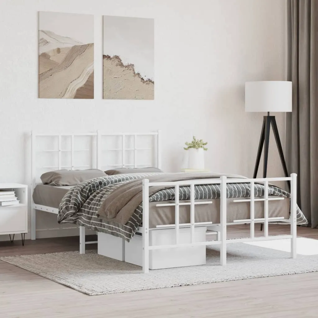 vidaXL Metalni okvir kreveta uzglavlje i podnožje bijeli 120x200 cm - Venlo