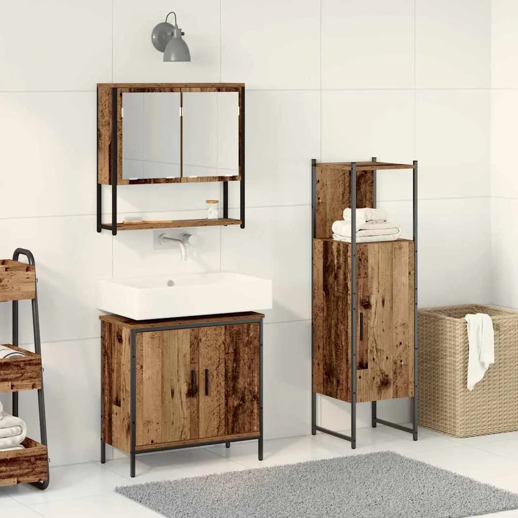 vidaXL Set namještaja za kupaonicu 3 kom. Smeđa 33 x 33 x 113,5 cm - Venlo
