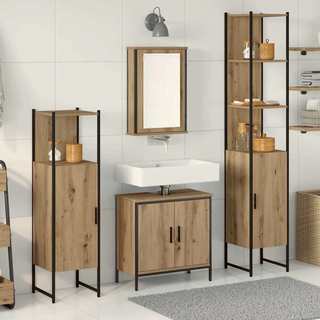 vidaXL Set namještaja za kupaonicu 4 kom. Smeđa 33 x 33 x 185,5 cm - Venlo