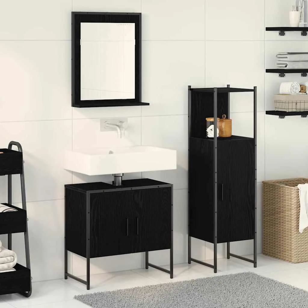 vidaXL Set namještaja za kupaonicu 3 kom. Crna 33 x 33 x 102,5 cm - Venlo