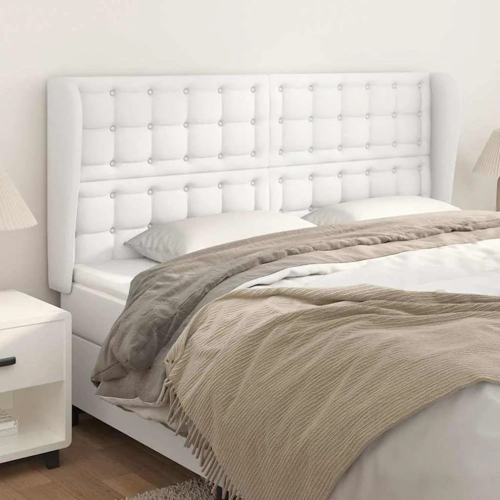 vidaXL Uzglavlje s ušima bijelo 203x23x118/128 cm od umjetne kože - Venlo