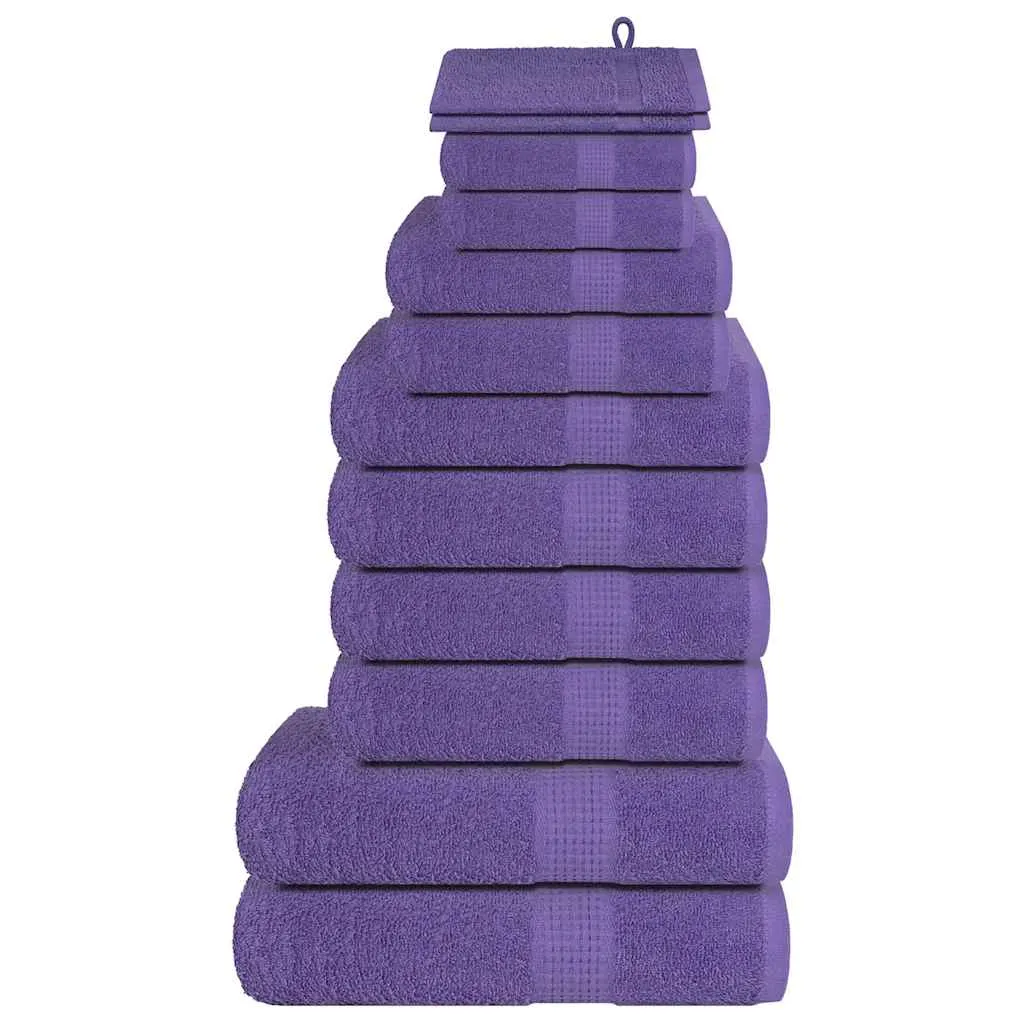 vidaxl set ručnika frogn od 12 dijelova ljubičasti 360 g/m² - slika 1