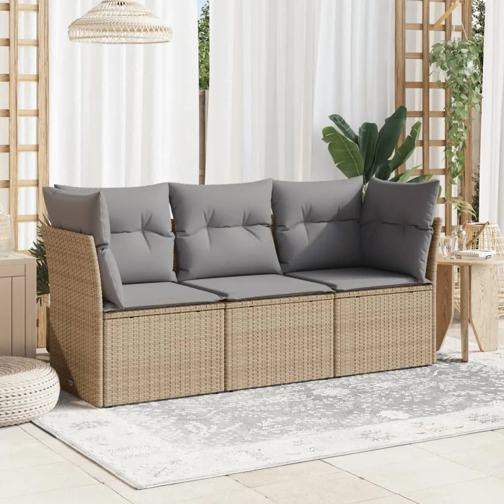 vidaXL 3-dijelni set vrtnih sofa od poliratana s jastucima bež - Venlo