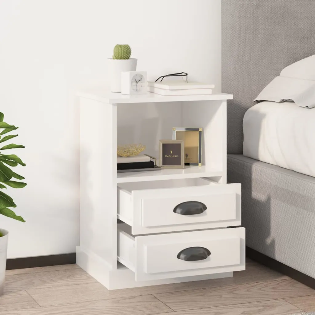 vidaXL Noćni ormarići 2 kom visoki sjaj bijeli 43x36x60 cm - Venlo