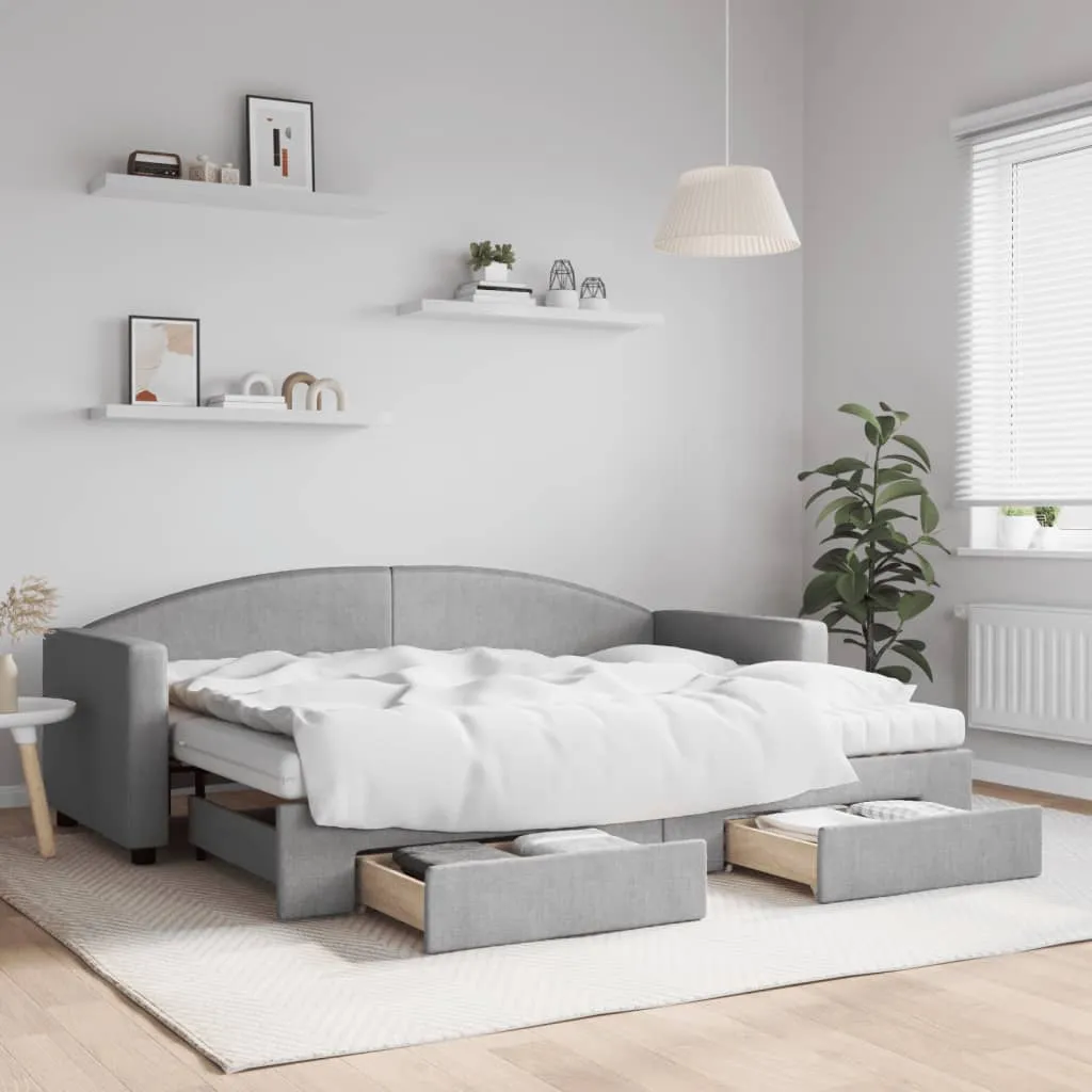 vidaXL Dnevni krevet na razvlačenje svjetlosivi 80 x 200 cm od tkanine - Venlo