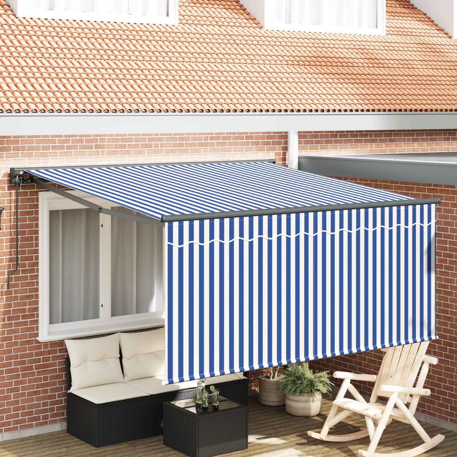 vidaXL Povlačivi tende Plava i bijela 300 x 250 cm - Venlo