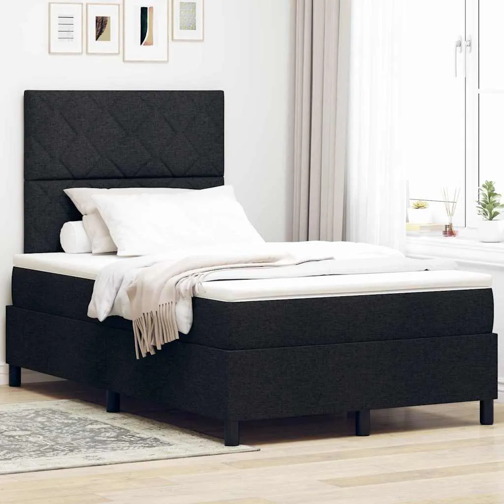 vidaXL Krevet s opruga kutije s uzglavljem Crna 120 x 190 cm tkanina - Venlo
