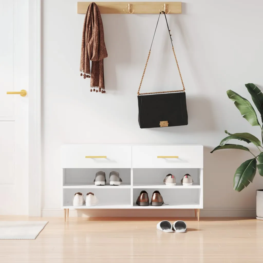 vidaXL Klupa za cipele sjajna bijela 102x35x55 cm konstruirano drvo - Venlo