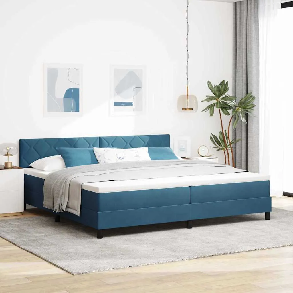 vidaXL Krevet s opruga kutije Tamno plava 200 x 200 cm Baršun - Venlo