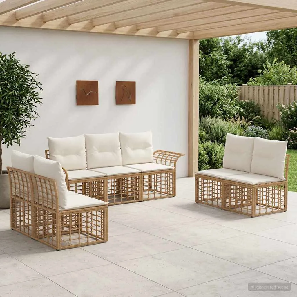 vidaXL Set vanjskih sofa 7 kom. Prirodna i krema bijela Poliester - Venlo