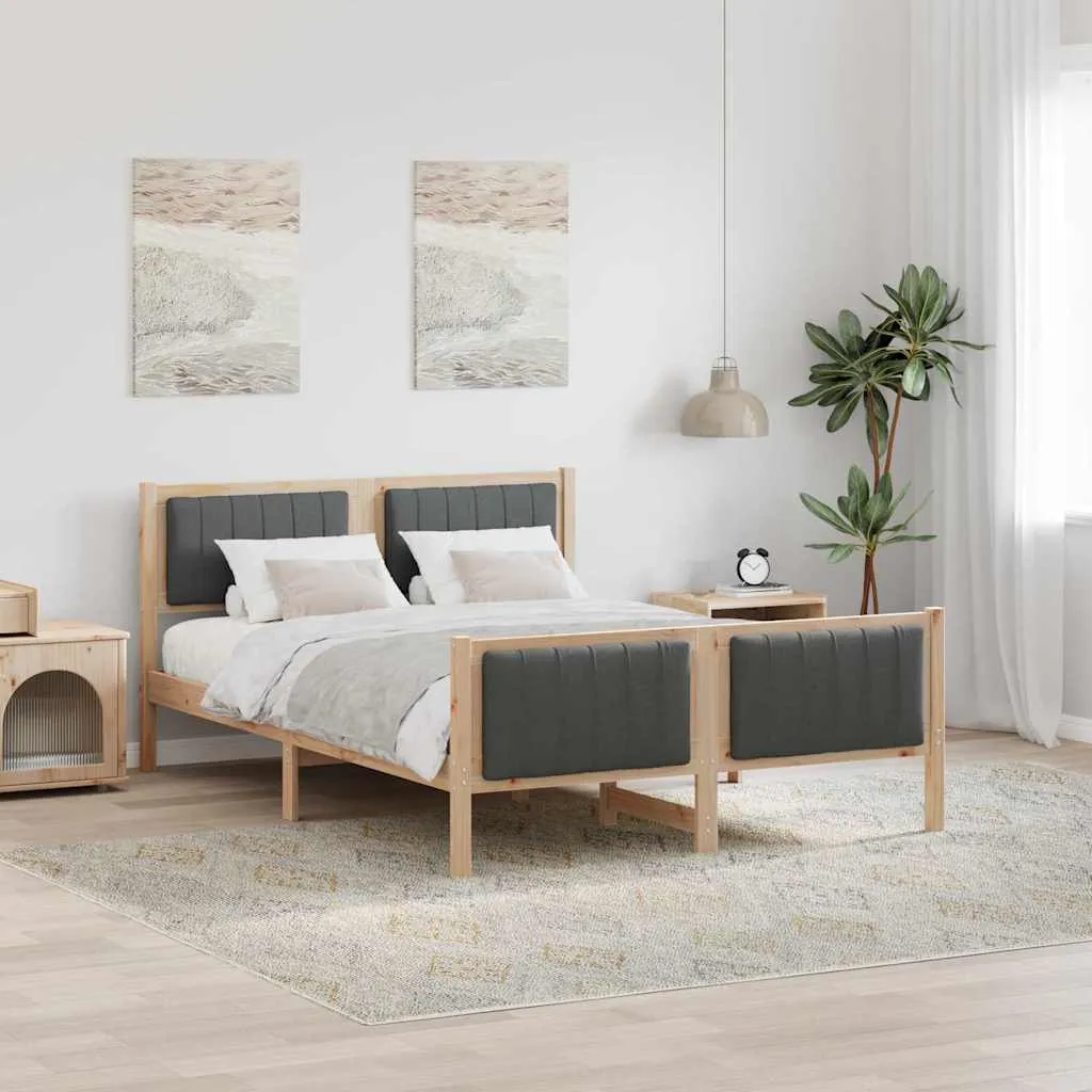 vidaXL Okvir kreveta smeđe i tamnosivo 140 x 200 cm Masivna borovina - Venlo