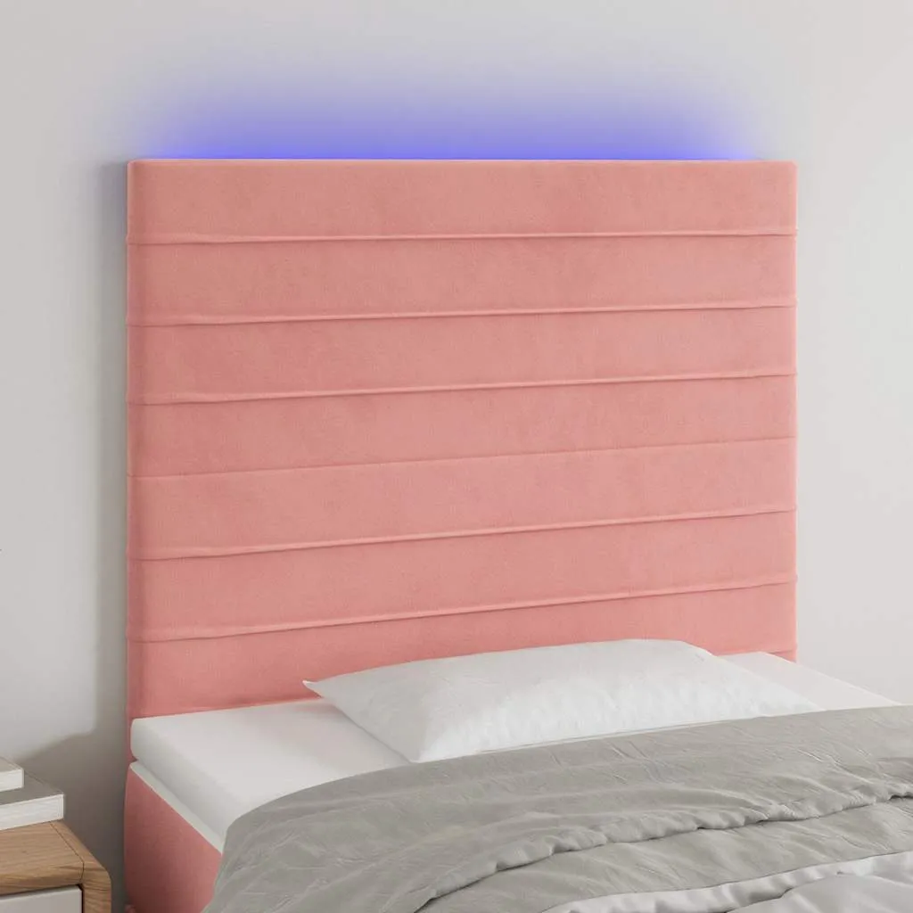 vidaXL LED uzglavlje ružičasto 90x5x118/128 cm baršunasto - Venlo