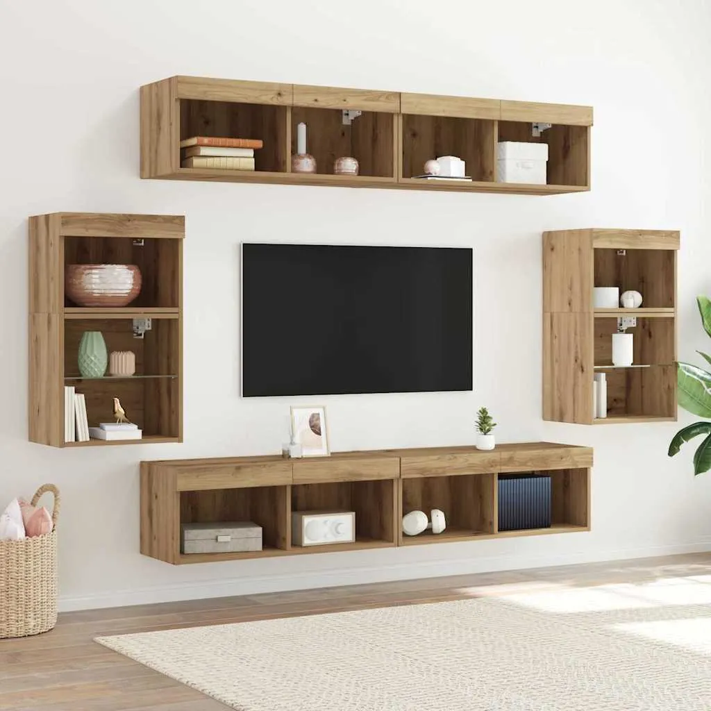 vidaXL Set TV komoda 8 kom. hrast artisan Konstruirano drvo - Venlo