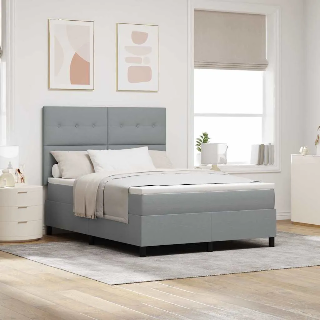 vidaXL Krevet s opruga kutije Svijetlo siva 140 x 190 cm tkanina - Venlo