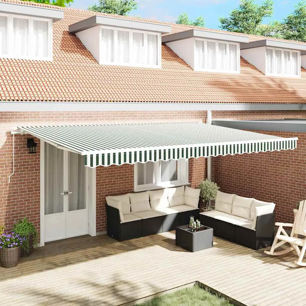 vidaXL Povlačivi tende Zelena i bijela 500 × 300 cm - Venlo