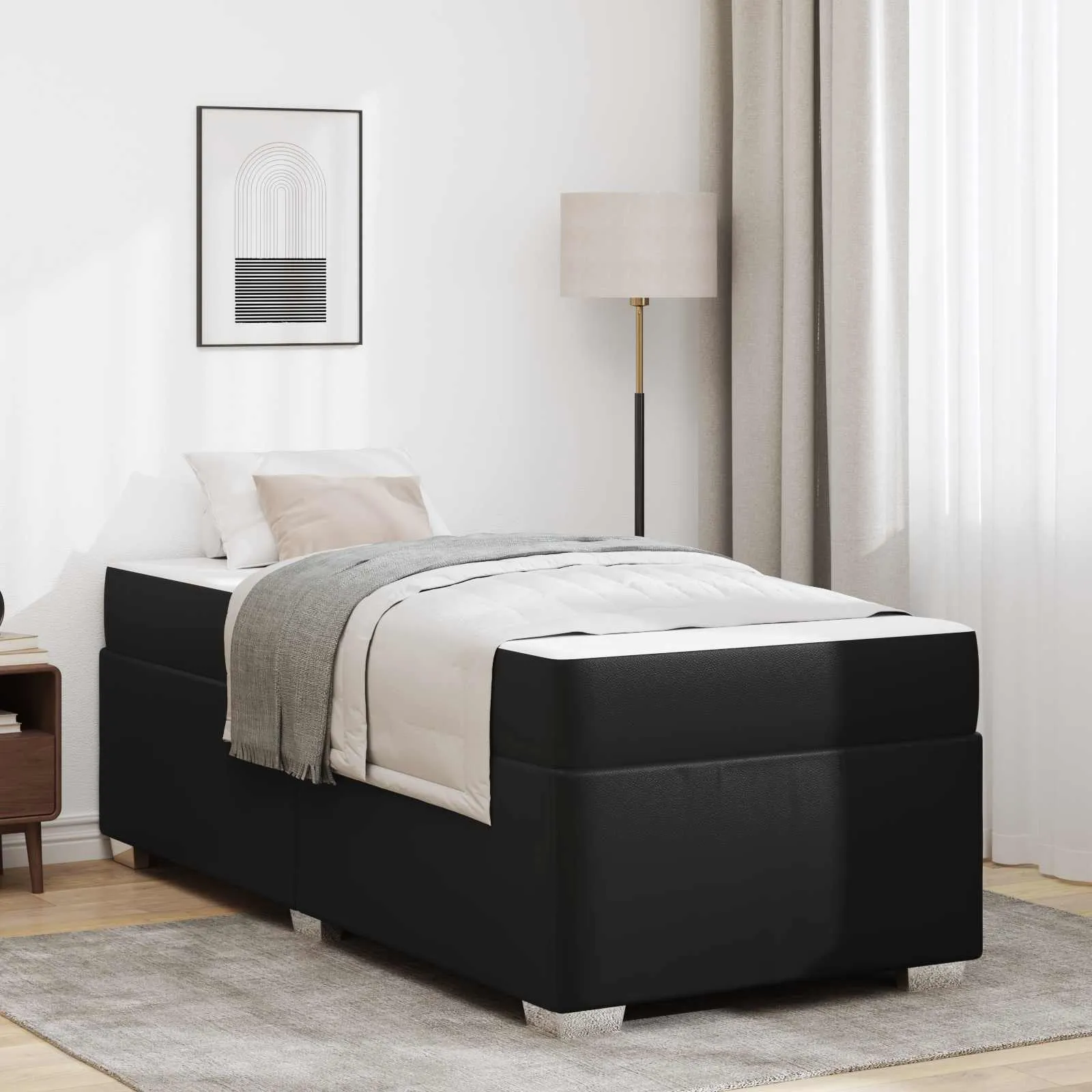 vidaXL Krevetna konstrukcija Crna 100 x 200 cm PVC - Venlo