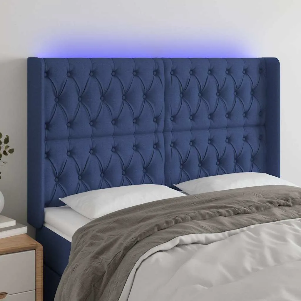 vidaXL LED uzglavlje plavo 163 x 16 x 118/128 cm od tkanine - Venlo
