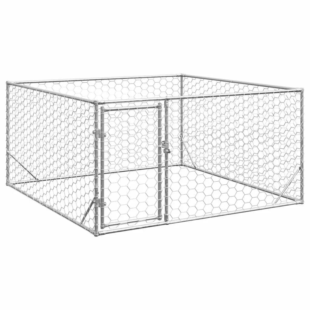 vidaxl vanjski pseći boks s vratima 2x2x1 m pocinčani čelik - slika 1