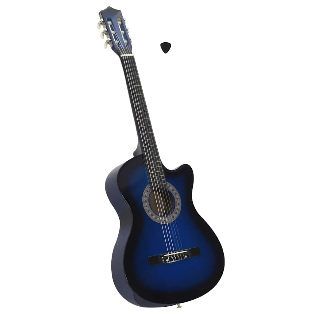 vidaxl klasična gitara western s prorezom i 6 žica plava 38 " - slika 1