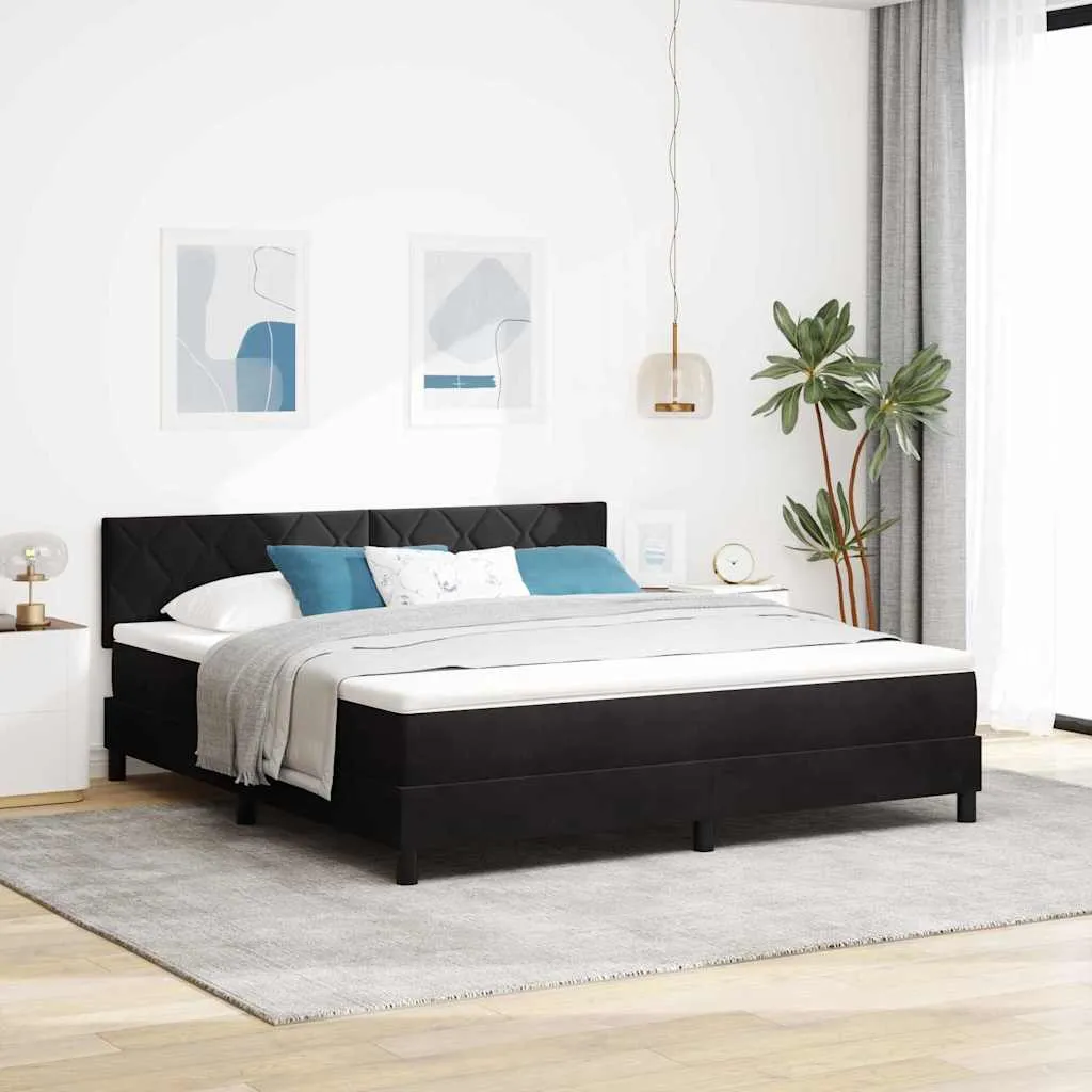 vidaXL Krevet s opruga kutije s uzglavljem Crna 180 x 200 cm Baršun - Venlo