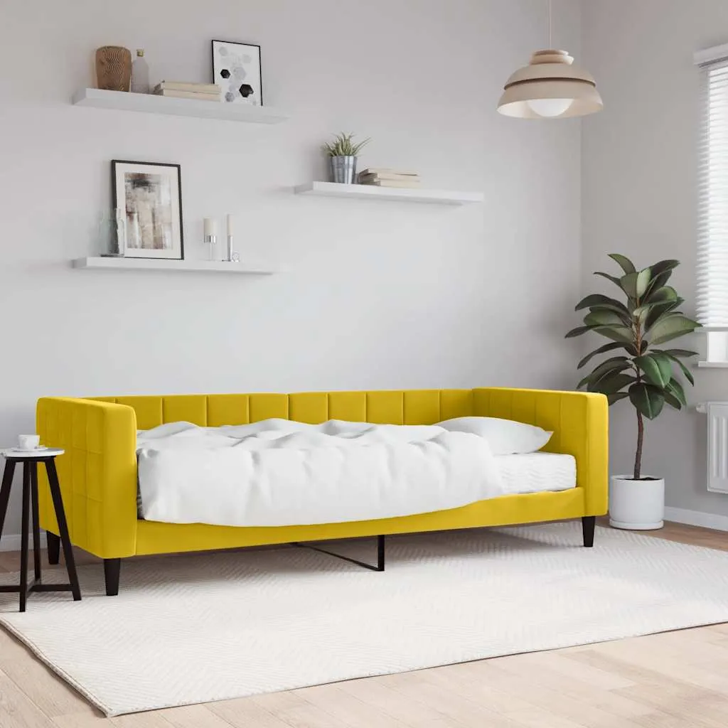vidaXL Dnevni krevet s madracem žuti 80 x 200 cm baršunasti - Venlo