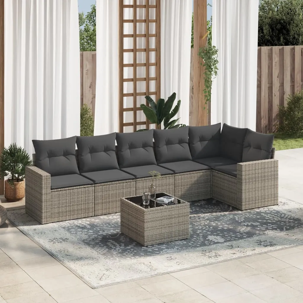 vidaXL 7-dijelni set vrtnih sofa sivi od poliratana - Venlo