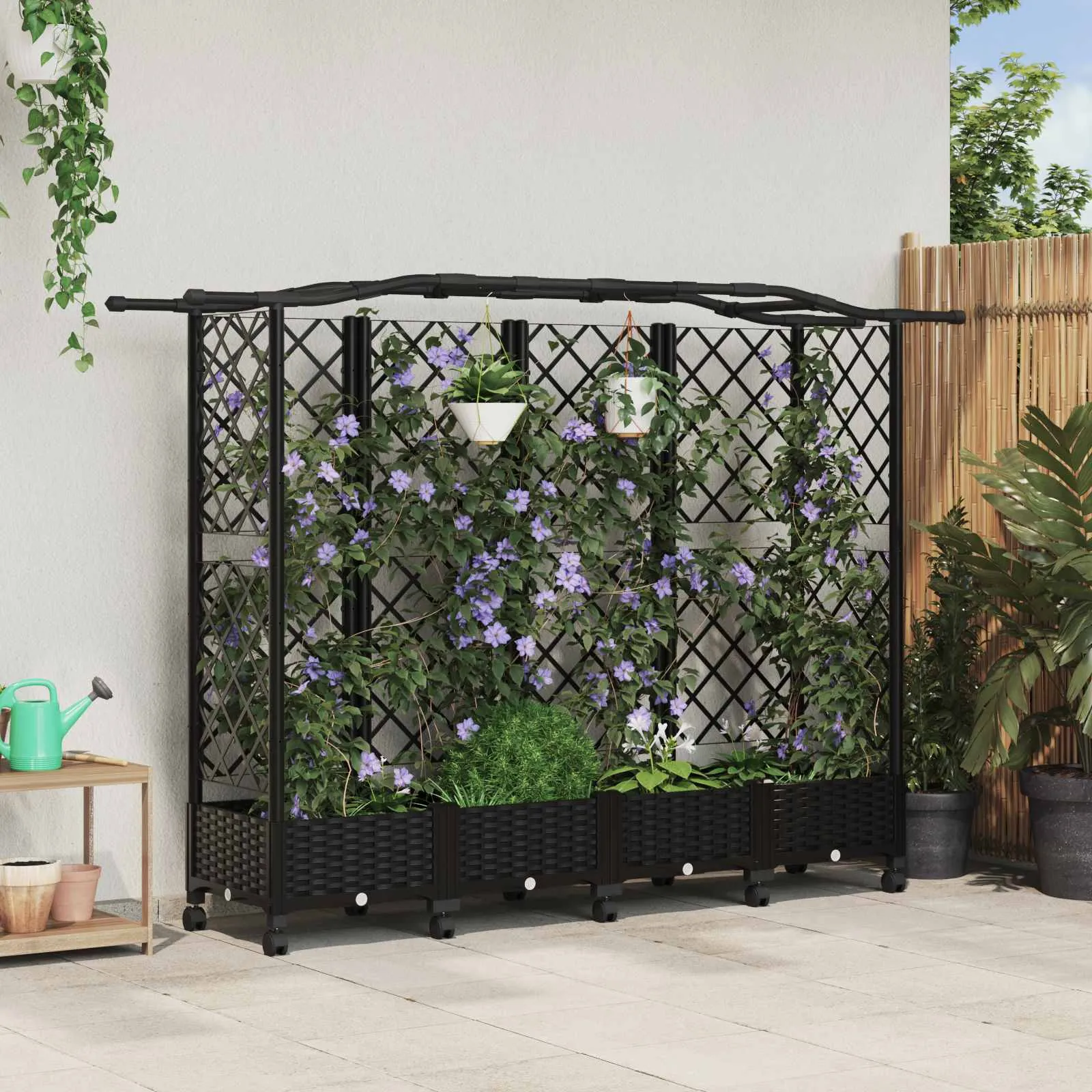 vidaXL Povišeni krevet s mrežom i krovom Crna 203,5 x 40 x 129 cm PP - Venlo