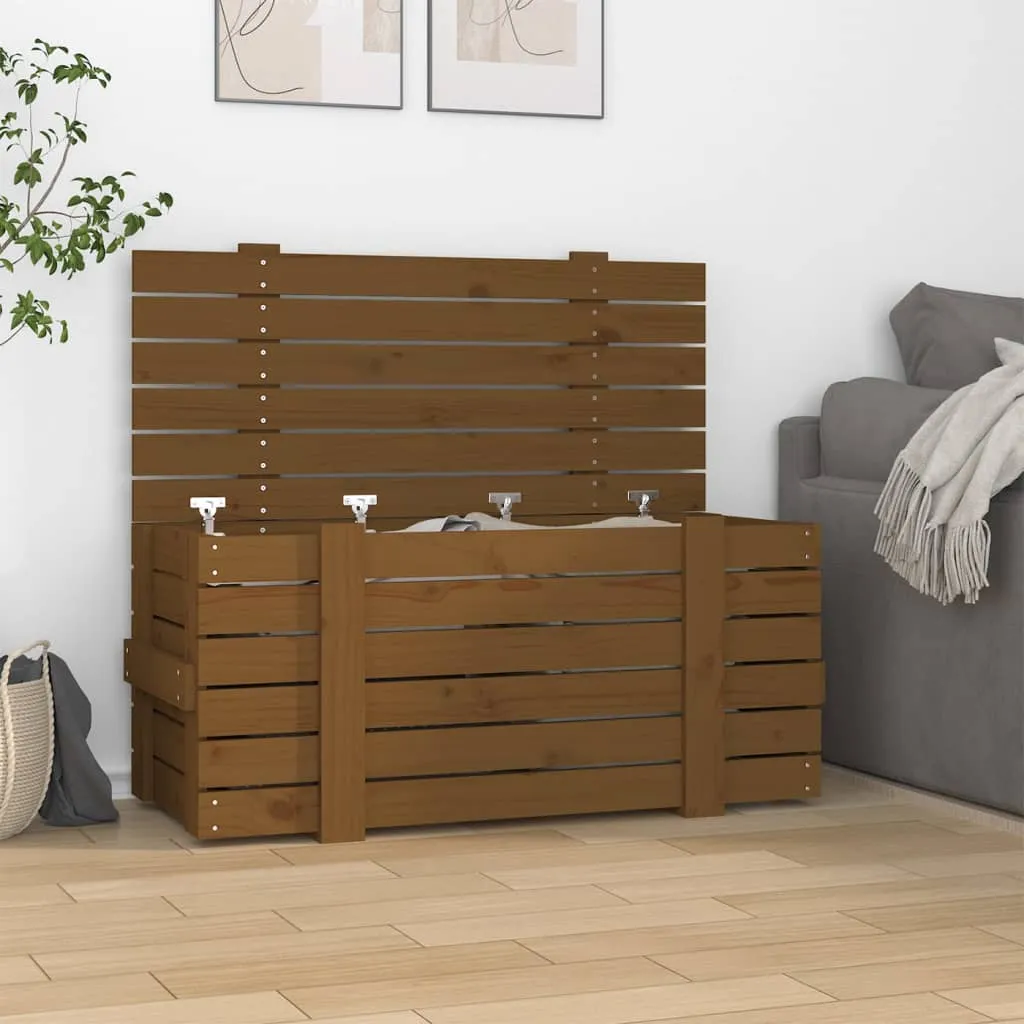vidaXL Kutija za pohranu boja meda 91x40,5x42 cm od masivne borovine - Venlo