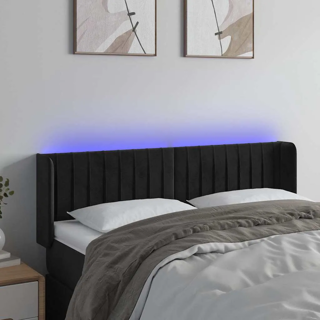 vidaXL LED uzglavlje crno 147x16x78/88 cm baršunasto - Venlo