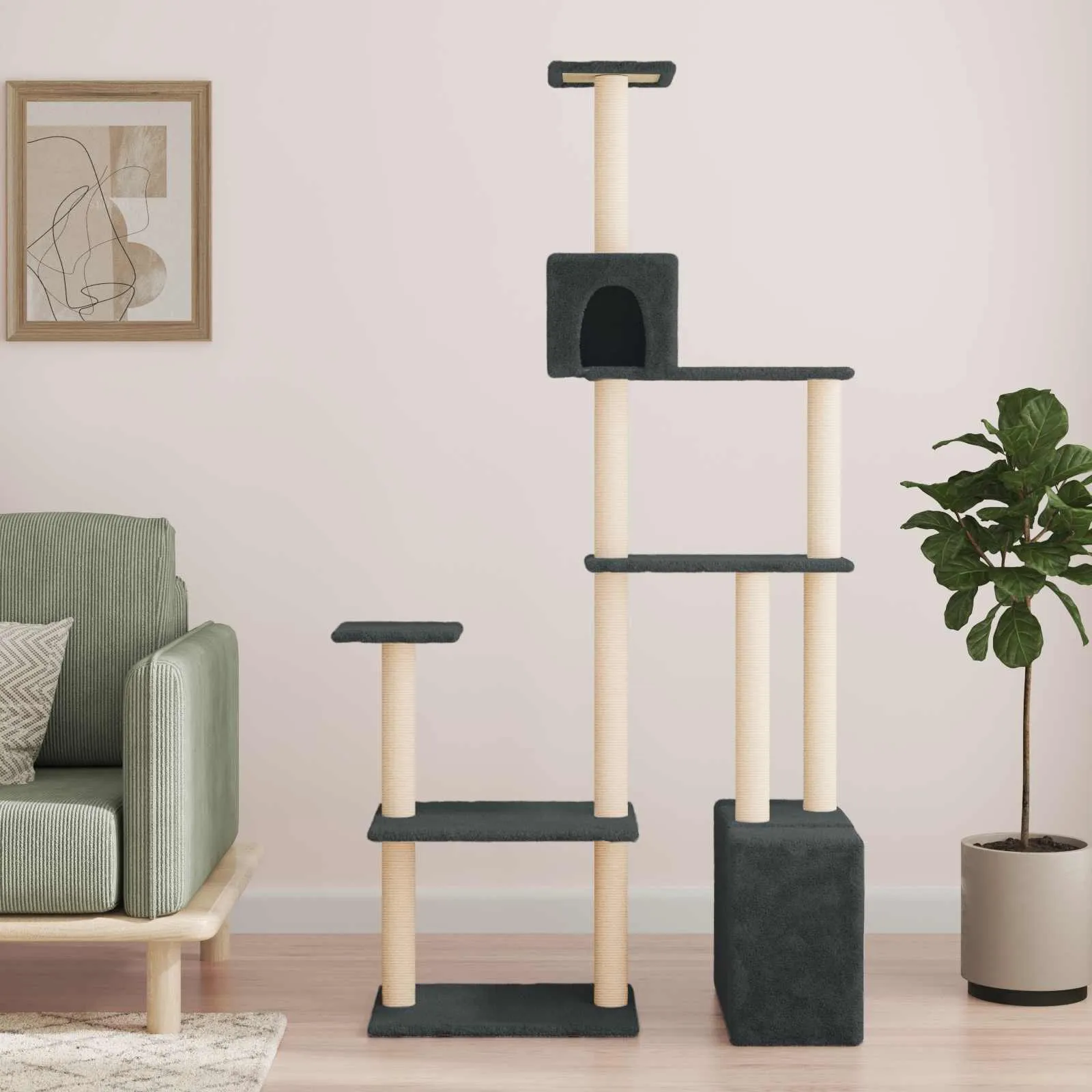 vidaXL Mačje drvo s sisalnim postoljima za grebanje Tamnosiva 177,5 cm - Venlo