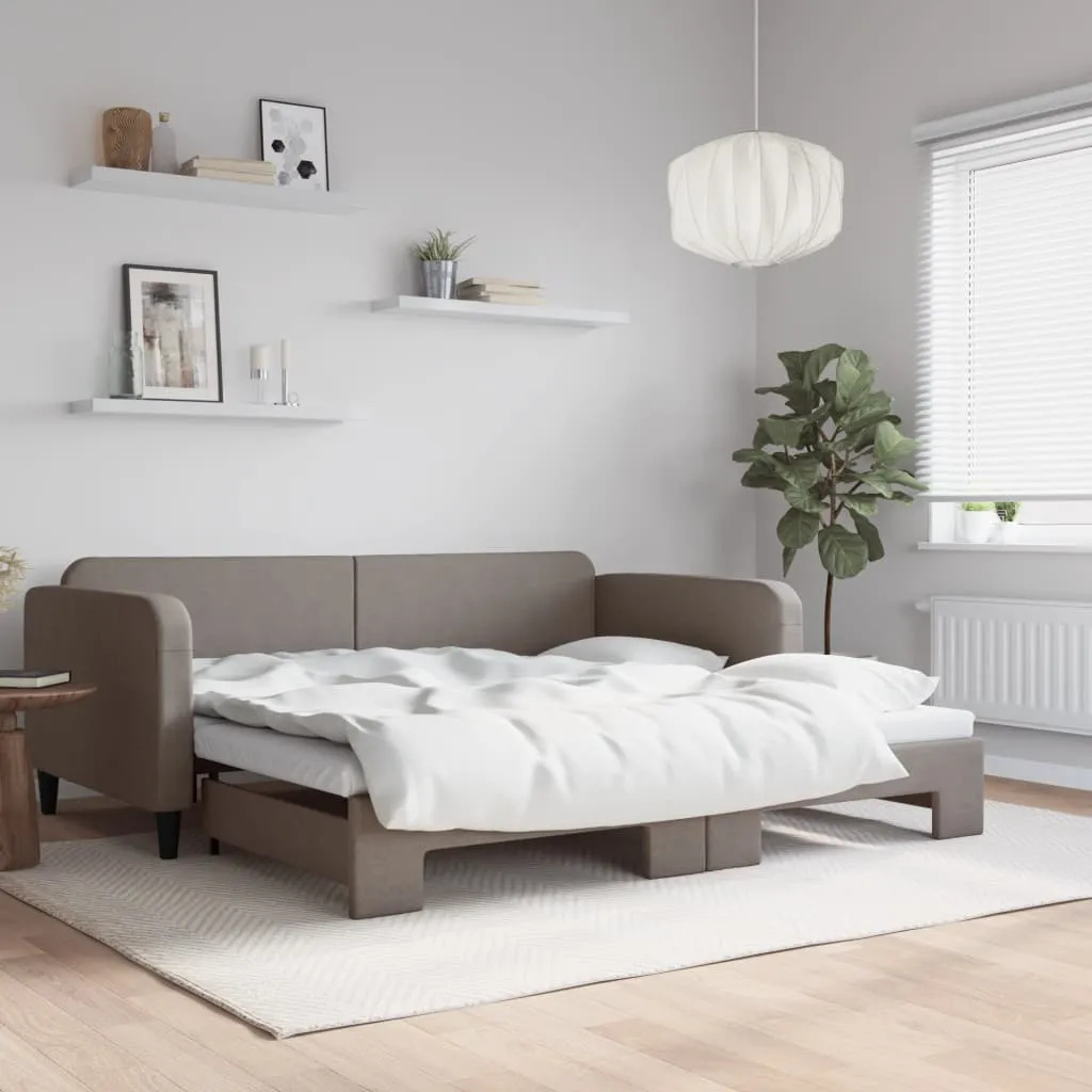 vidaXL Dnevni krevet na razvlačenje smeđesivi 100 x 200 cm od tkanine - Venlo