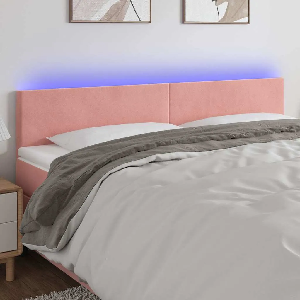 vidaXL LED uzglavlje ružičasto 180x5x78/88 cm baršunasto - Venlo