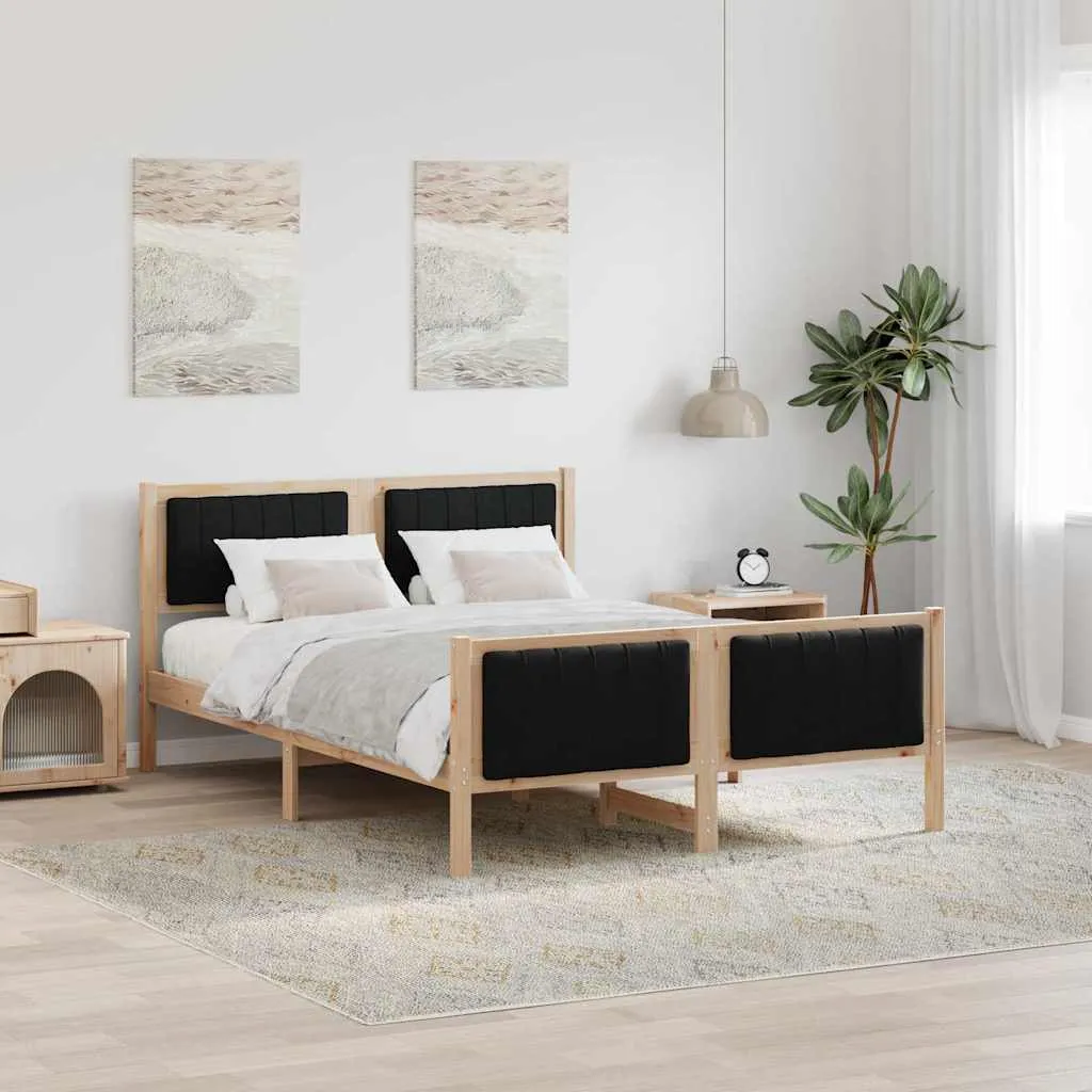 vidaXL Okvir kreveta Smeđa i crna 140 x 200 cm Masivna borovina - Venlo
