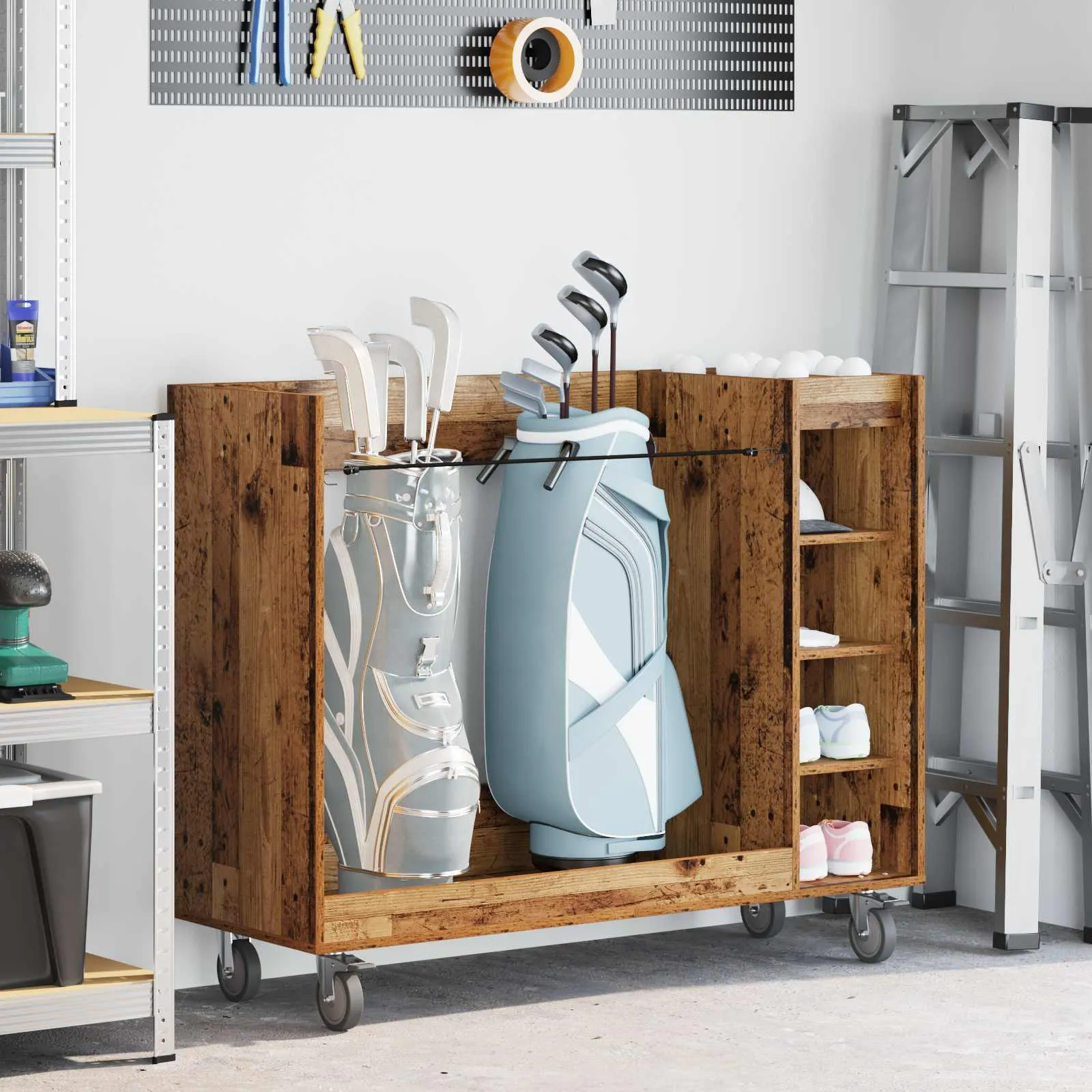 vidaxl golf ormar s kotačem jednobojno staro drvo 120 x 45 x 98 cm - slika 1